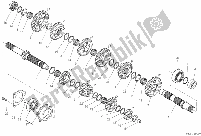 All parts for the Gear Box of the Ducati Superbike Panigale V4 Speciale 1100 2018